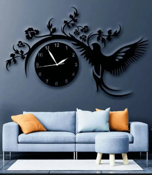 Flying Bird Wooden Clock Wall Attractive Decoration Store