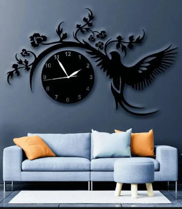 Flying Bird Wooden Clock Wall Attractive Decoration Store