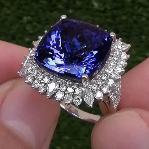 CAOSHI Large vintage square cut blue Sapphire gemstone Crystal 925 silver ring Shiny Zircon CZ engagement wedding ring Store