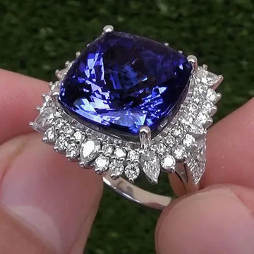 CAOSHI Large vintage square cut blue Sapphire gemstone Crystal 925 silver ring Shiny Zircon CZ engagement wedding ring Store