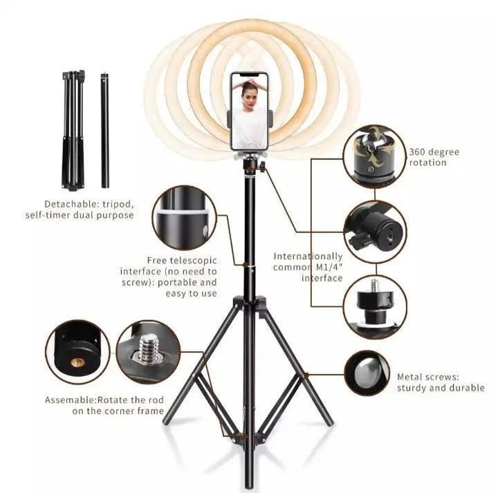 26 CM Professional LED Ring Light With 7 FT Tripod Stand Store
