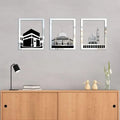 Set Of 3 Masjid Al-haram – Masjid Al-Aqsa & Masjid An-Nabawi Wall Decor Wall Sticker Muslim Acrylic Mirror Wooden Room Decor (silver, Golden) Store