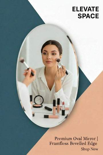 11 Inch Oval Wall Mirror Sticker | Frameless Decorative Mirror