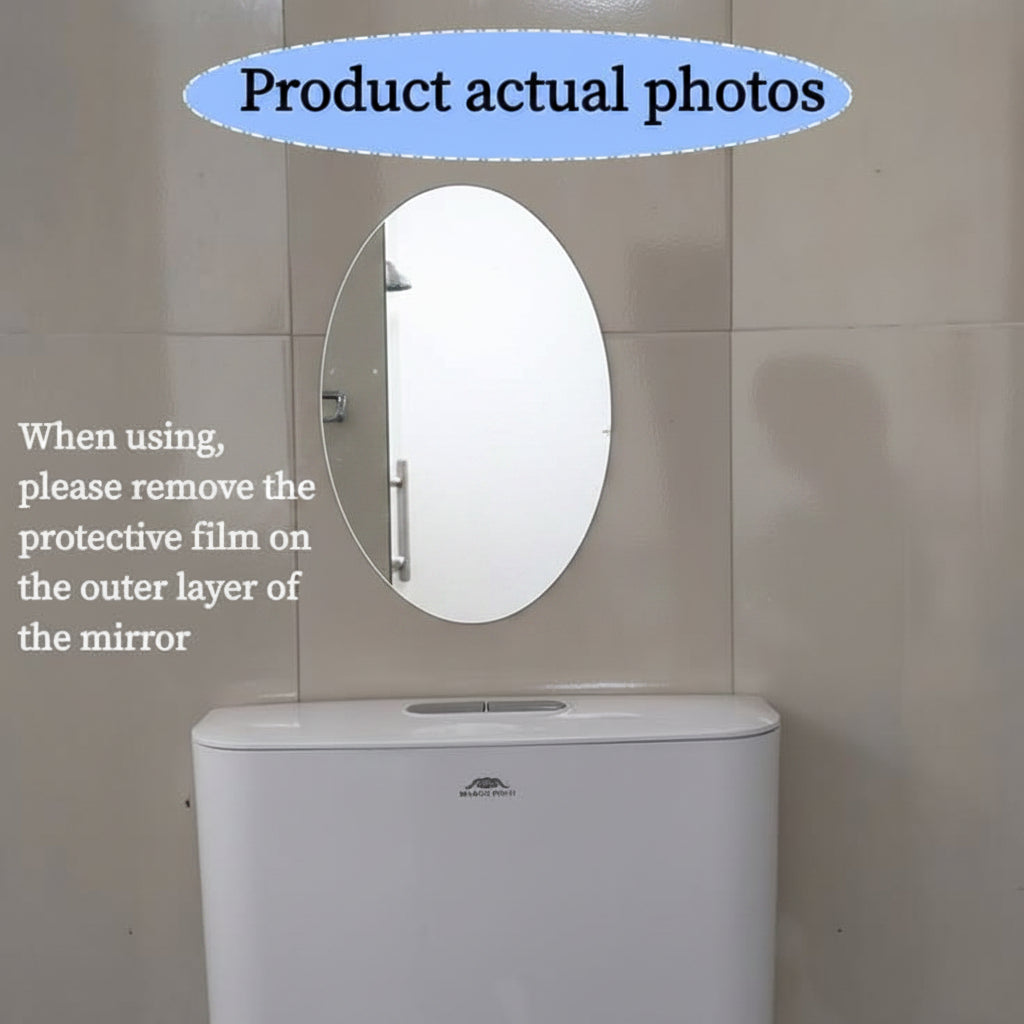 11 Inch Oval Wall Mirror Sticker | Frameless Decorative Mirror