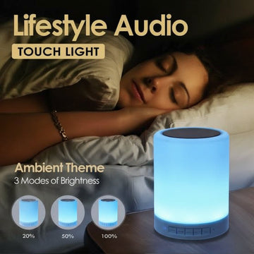 Wireless Bluetooth Speaker Touch Lamp – Portable LED Night Light & Bedside Desk Lamp