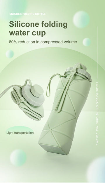 Leak-Proof Foldable Silicone Water Bottle – Portable Travel & Sports Flask (500ml)
