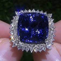 CAOSHI Large vintage square cut blue Sapphire gemstone Crystal 925 silver ring Shiny Zircon CZ engagement wedding ring Store