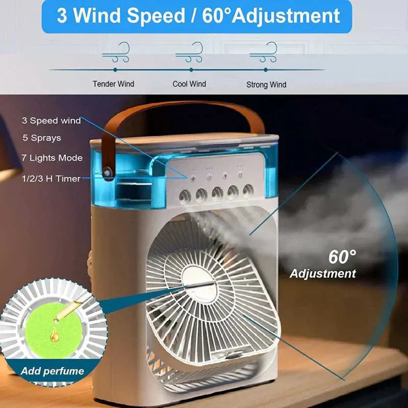 Portable Air Conditioner Fan : Usb Electric Fan With Led Night Light , Humidifier Function Store