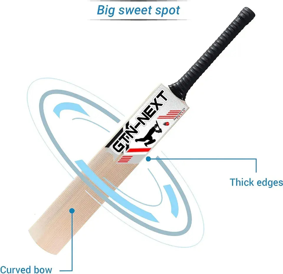 Kashmir Willow Cricket Bat Play with Tennis Ball Sturdy Grip Short Handle Store