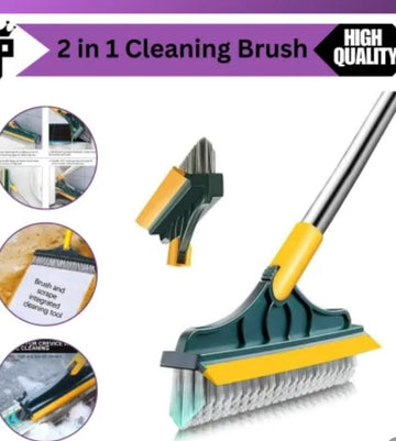 2-in-1 Floor Brush & Viper – Heavy Duty Scrub Brush with Squeegee